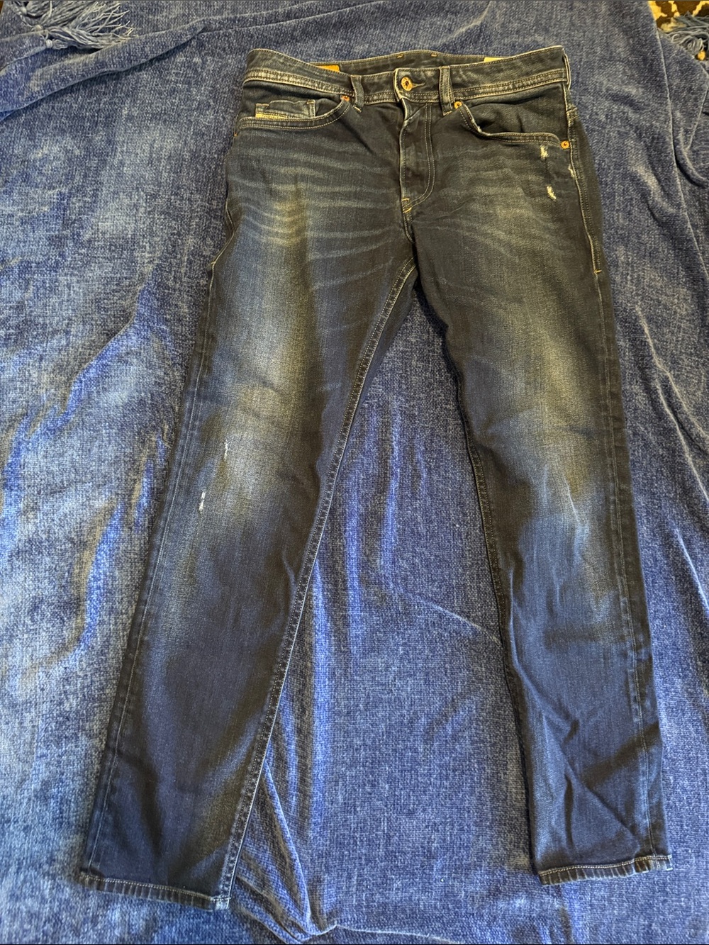 Men's Diesel Industry Thommer Indigo Wash Distressed Jeans